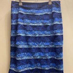 White House Black Market Blue Sequin Pencil Skirt